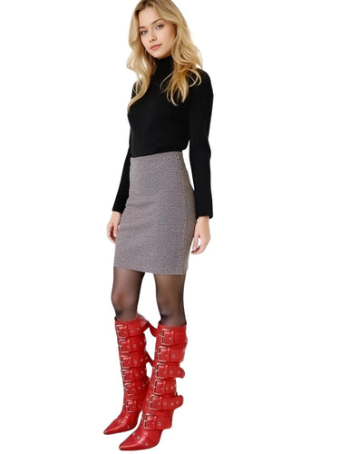 Pointed Toe Stiletto Mid-Calf Boots For Women With Buckle Straps -, Boots , Drestiny , 10, 11, 12, 13, 14, 15, 5, 6, 7, 8, 9, 9.5, Apricot, Australia, Black, Blue, Boots, High Heels, Light Blue, Pink, Red, Silver, Stilettos, United Kingdom, United States , Drestiny , www.shopdrestiny.com